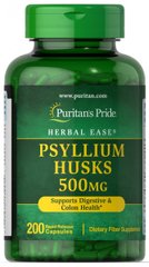 Лушпиння подорожника, Psyllium Husks, Puritan's Pride, 500 мг, 200 капсул