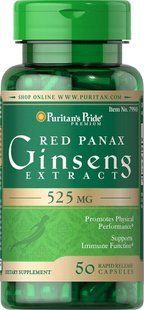 Экстракт Красного женьшеня Panax, Red Panax Ginseng Extract, Puritan's Pride, 525 мг, 50 капсул купить в Киеве и Украине