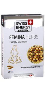 Поддержка при ПМС, FEMINA HERBS, Swiss Energy, стандартизированный экстракт Витекса, 30 веганских капсул. купить в Киеве и Украине