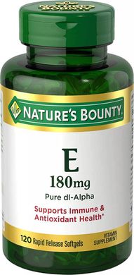 Вітамін E, Vitamin E, Nature's Bounty, 180 мг, 120 капсул