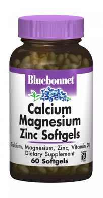 Кальцій Магній Цинк Bluebonnet Nutrition (Calcium Magnesium Zinc) 60 желатинових капсул