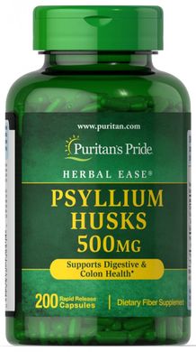 Лушпиння подорожника, Psyllium Husks, Puritan's Pride, 500 мг, 200 капсул