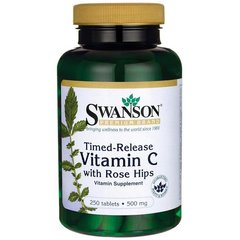 Вітамін С з шипшиною, Timed-Release Vitamin C with Rose Hips, Swanson, 500 мг, 250 капсул