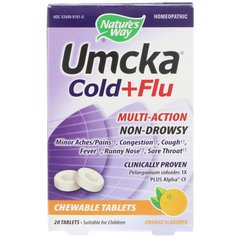 Umcka, від застуди та грипу, зі смаком апельсина, Nature's Way, 20 жувальних таблеток