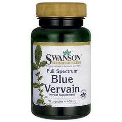 Блакитна вербена, Full Spectrum Blue Vervain, Swanson, 400 мг, 60 капсул