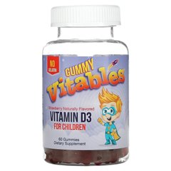 Жувальний вітамін Д3 для дітей, без желатину, зі смаком полуниці, Gummy Vitamin D3 for Children, No Gelatin, Strawberry Flavor, Vitables, 60 вегетаріанських жувальних цукерок