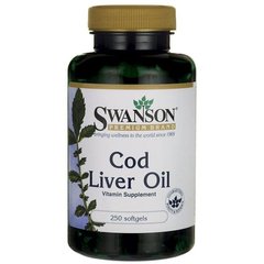 Риб'ячий жир, Cod Liver Oil, Swanson, 350 мг, 250 капсул