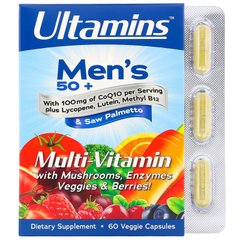 Мультивітамінний комплекс для чоловіків після 50 з CoQ10, грибами, ферментами, овочами і ягодами, Ultamins, 60 рослинних капсул