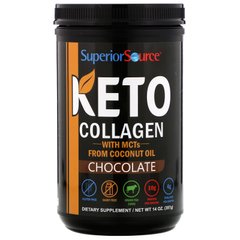Кето-колагеновий порошок з МСТ, шоколад, Keto Collagen Powder with MCTs, Chocolate, Superior Source, 14 унцій (397 г)
