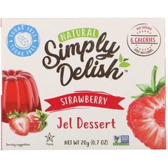 Натуральний десерт з желе, полуниця, Natural Jel Dessert, Strawberry, Natural Simply Delish, 20 г