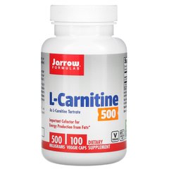 Л карнітин тартрат Jarrow Formulas (L-Carnitine 500) 100 капсул