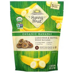 Sunny Fruit, Органічні банани, 5 порційних пакетів, по 1,06 унції (30 г) кожна
