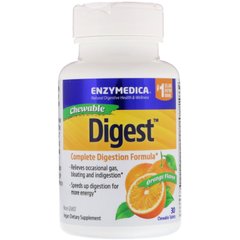 Digest, Полная формула пищеварения, с апельсиновым вкусом, Enzymedica, 30 жевательных таблеток купить в Киеве и Украине