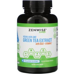 Экстракт зеленого чая с ЭГКГ и витамином С без кофеина Zenwise Health (Green Tea) 120 капсул купить в Киеве и Украине