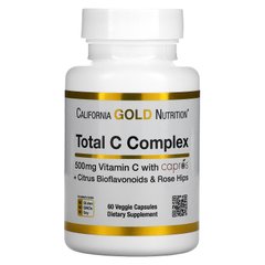 Комплекс з вітаміном C та цитрусовими біофлавоноїдами та шипшиною California Gold Nutrition (Total C Complex) 500 мг 60 рослинних капсул