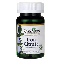 Заліза Цитрат, Iron Citrate, Swanson, 25 мг, 60 капсул