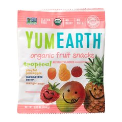 Органічні фруктові закуски, тропічні, Organic Fruit Snacks, Tropical, YumEarth, 17,6 г