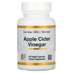 Яблучний оцет California Gold Nutrition (Apple Cider Vinegar) 60 рослинних капсул