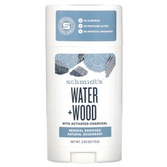 Натуральний дезодорант, вода + деревина з деревним вугіллям, Schmidt's Naturals, 2,65 унції (75 г)