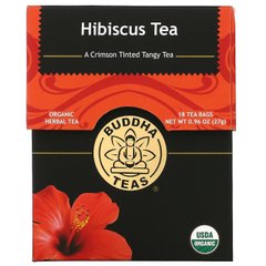 Buddha Teas, Органический травяной чай, цветок гибискуса, 18 чайных пакетиков, 0,95 унции (27 г) купить в Киеве и Украине