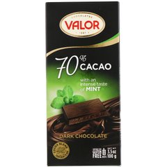 Темний шоколад з 70% какао і м'ятою Valor (Dark Chocolate) 100 г