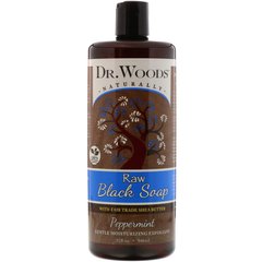 Черное мыло с маслом ши с ароматом мяты перечной Dr. Woods (Raw Black Soap) 946 мл купить в Киеве и Украине