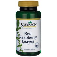 Листя червоної малини, Red Raspberry Leaves, Swanson, 380 мг, 100 капсул