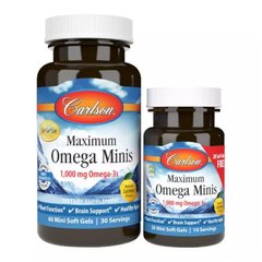 Омега максимум смак лимона Carlson Labs (Maximum Omega Minis) 1000 мг 60+20 желатинових міні капсул