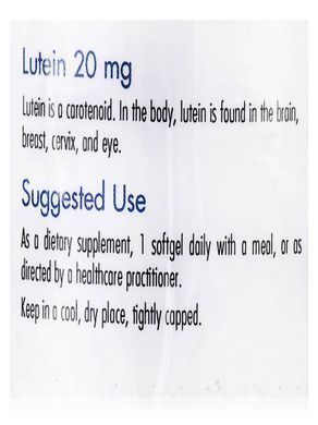 Lutein, Allergy Research Group, 20 mg, 60 capsules