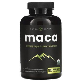 NutraChamps, мака, 2100&nbsp;мг, 180&nbsp;органічних капсул (700&nbsp;мг у капсулі)