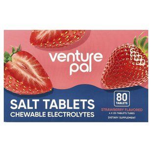 Venture Pal, Salt Tablets Chewable Electrolytes, Strawberry, 4 Tubes, 20 Tablets Each