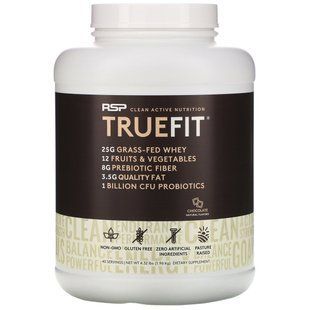 TrueFit, коктейль из белка из мяса животных на подножном корму, шоколад, RSP Nutrition, 4 ф. (1813 г) купить в Киеве и Украине