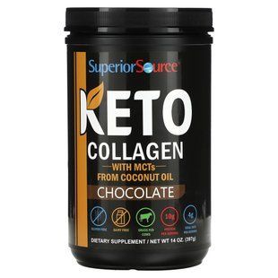 Кето-колагеновий порошок з МСТ, шоколад, Keto Collagen Powder with MCTs, Chocolate, Superior Source, 14 унцій (397 г)