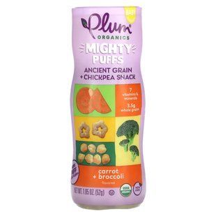 Plum Organics, Mighty Puffs, Ancient Grain + Chickpea Snack, Carrot + Broccoli, 1.85 oz (52 g) купить в Киеве и Украине