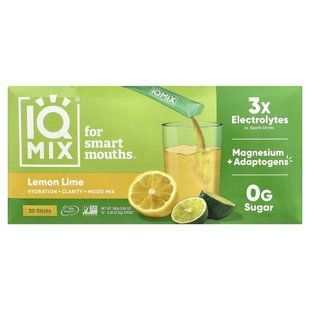 IQBAR, IQMIX&reg;, Hydration + Clarity + Mood Mix, Lemon Lime, 20 Sticks, 0.28 oz (8 g) Each
