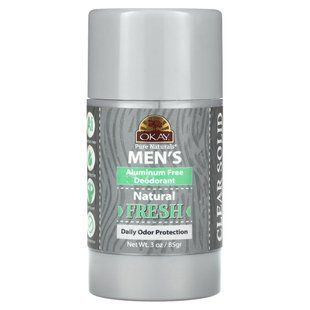 Okay Pure Naturals, дезодорант без алюмінію для чоловіків, свіжість, 85 г (3 унції)
