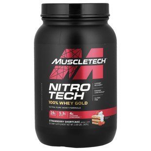 Сироватковий протеїн смак полуниці Muscletech (100% Whey Gold) 999 г