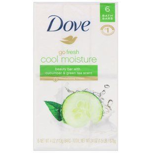 Косметическое мыло Go Fresh, Cool Moisture, аромат &laquo;Огурец и зеленый чай&raquo;, Dove, 6 шт. по 113 г купить в Киеве и Украине