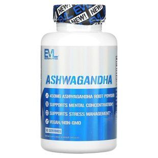 EVLution Nutrition, ашваганда, 450&nbsp;мг, 30&nbsp;веганських капсул