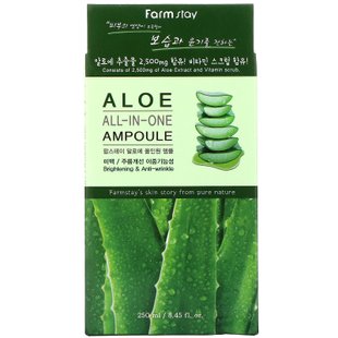 Ампулы с алое, All-In-One Ampoule, Aloe, Farm Stay, 250 мл купить в Киеве и Украине