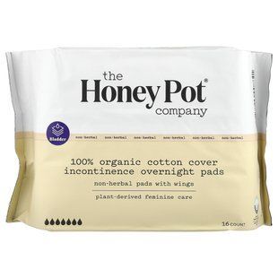 The Honey Pot Company, Органическое недержание на ночь, ватные диски без трав с крыльями, 16 штук купить в Киеве и Украине