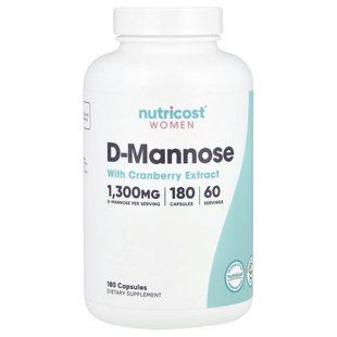 Nutricost, D-маноза з екстрактом журавлини для жінок, 180 капсул