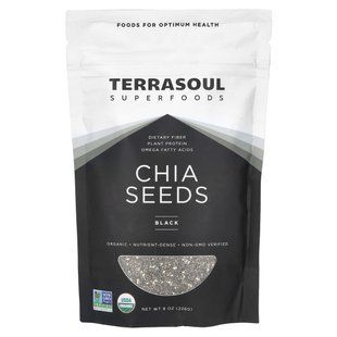 Terrasoul Superfoods, насіння чіа, чорне, 226 г (8 унцій)