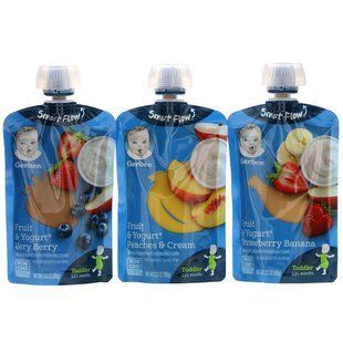 Набор разнообразных продуктов, от 12 месяцев, фрукты и йогурт, Variety Pack, 12+ Months, Fruit & Yogurt, Gerber, 9 пакетиков по 3,5 унции (99 г) каждый купить в Киеве и Украине
