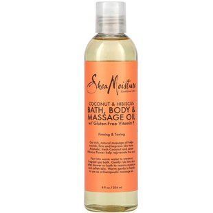 SheaMoisture, Масло для ванны, тела и массажа с безглютеновым витамином Е, кокосом и гибискусом, 8 жидких унций (236 мл) купить в Киеве и Украине