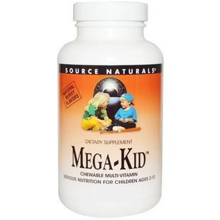 Витамины и минералы для детей вкус ягод Source Naturals (Mega-Kid) 30 жевательных таблеток купить в Киеве и Украине