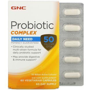 GNC, Probiotic Complex, Daily Requirement, 50 Billion CFU, 60 Vegetarian Capsules.