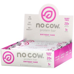 Протеиновый батончик, праздничный торт, Protein Bar, Birthday Cake, No Cow, 12 батончиков по 60 г каждый купить в Киеве и Украине