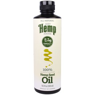 100%-ное конопляное масло, холодный отжим, 16, Just Hemp Foods,9 жидк. унции (500 мл) купить в Киеве и Украине