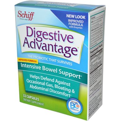 Digestive Advantage, формула интенсивной поддержки кишечника, Schiff, 32 капсулы